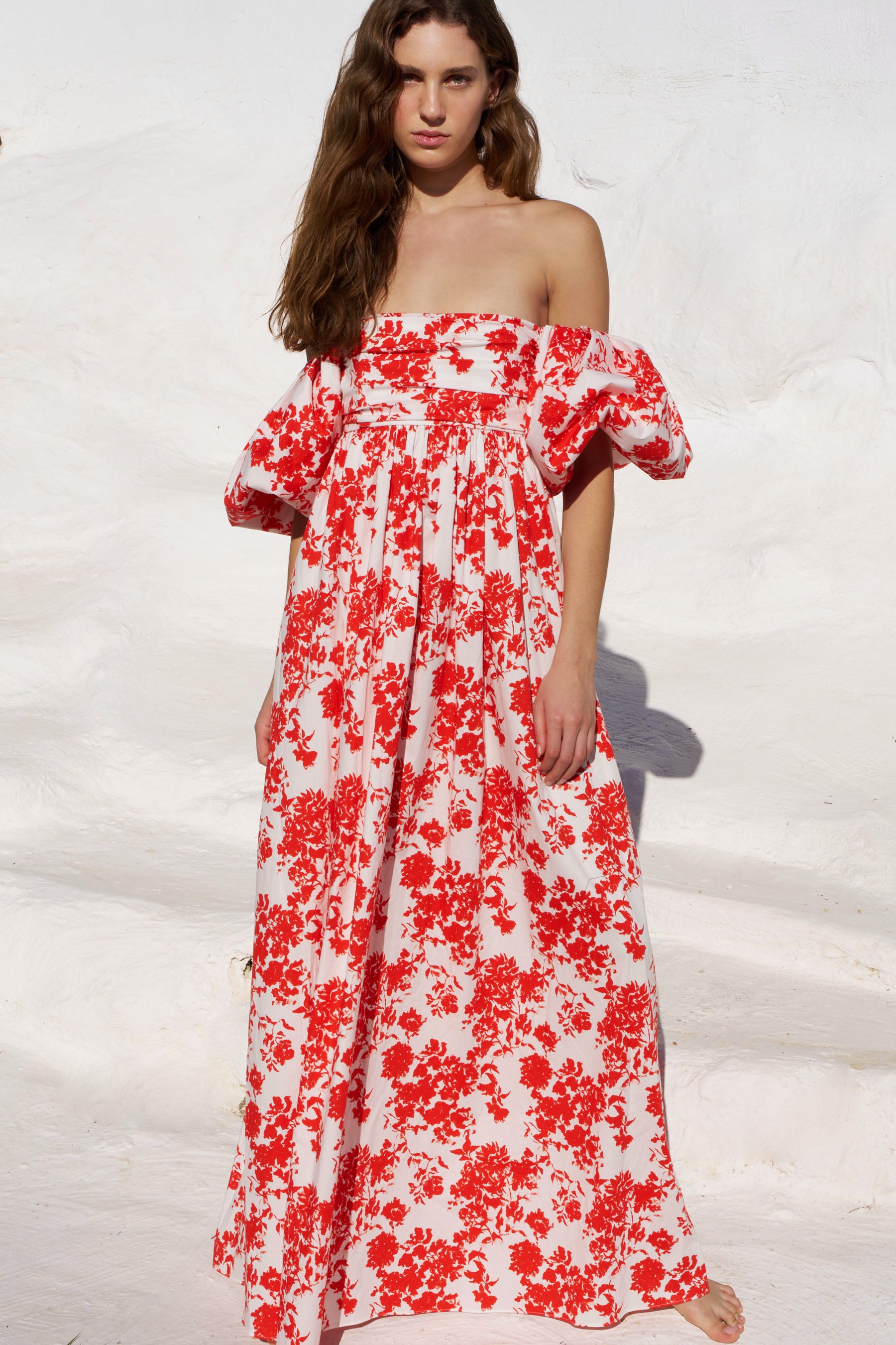 emilia ruched empire maxi dress Caroline Constas Emilia Ruched Empire Maxi Dress in Red
