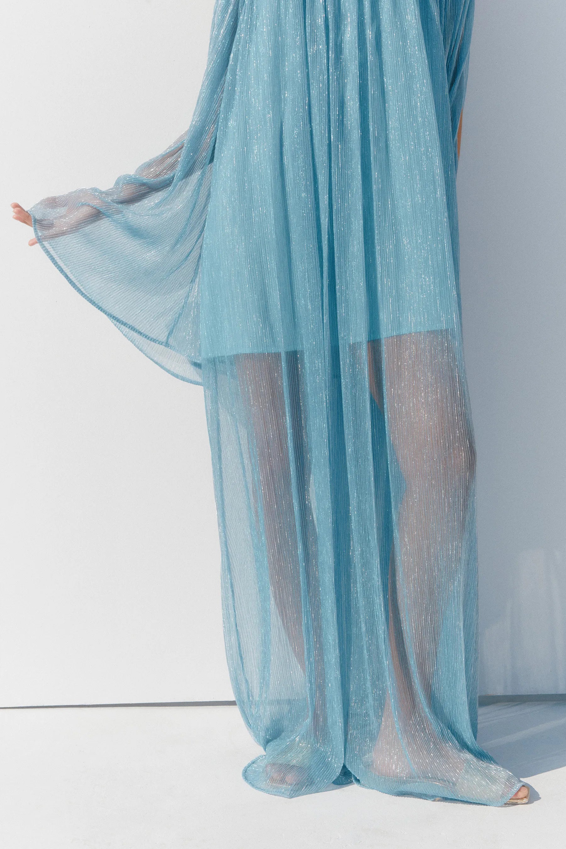 CORINTHIA OFF SHOULDER PLEATED GOWN