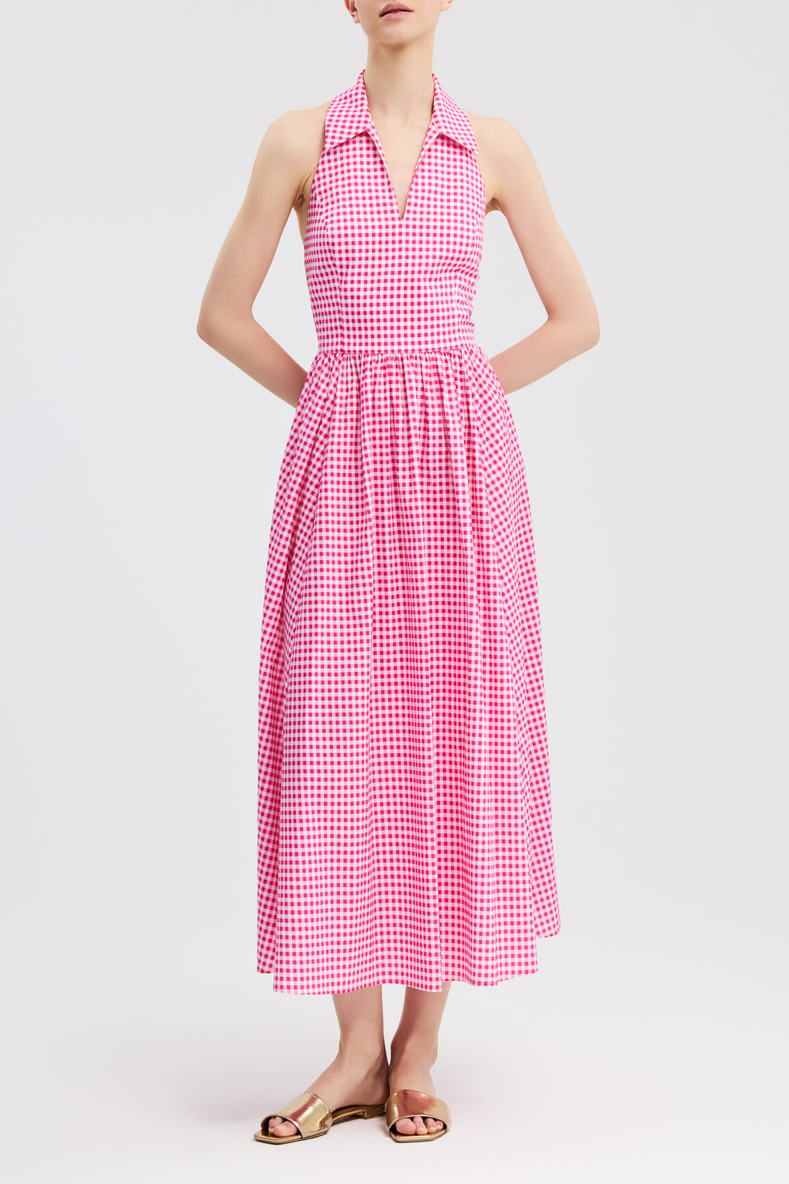 AYA OPEN BACK COLLARED MIDI DRESS