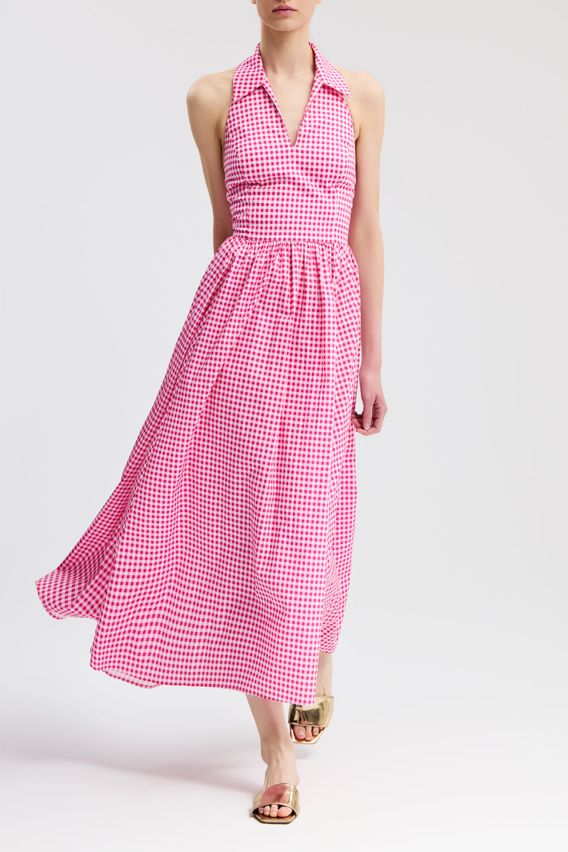 Aya Cloqué Gathered Midi Dress