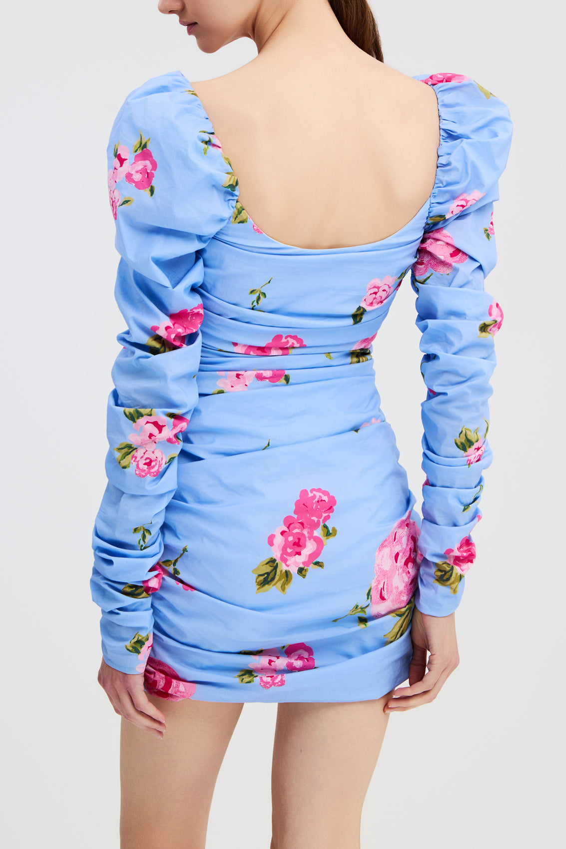 MAXINE RUCHED PUFF SLEEVE MINI DRESS