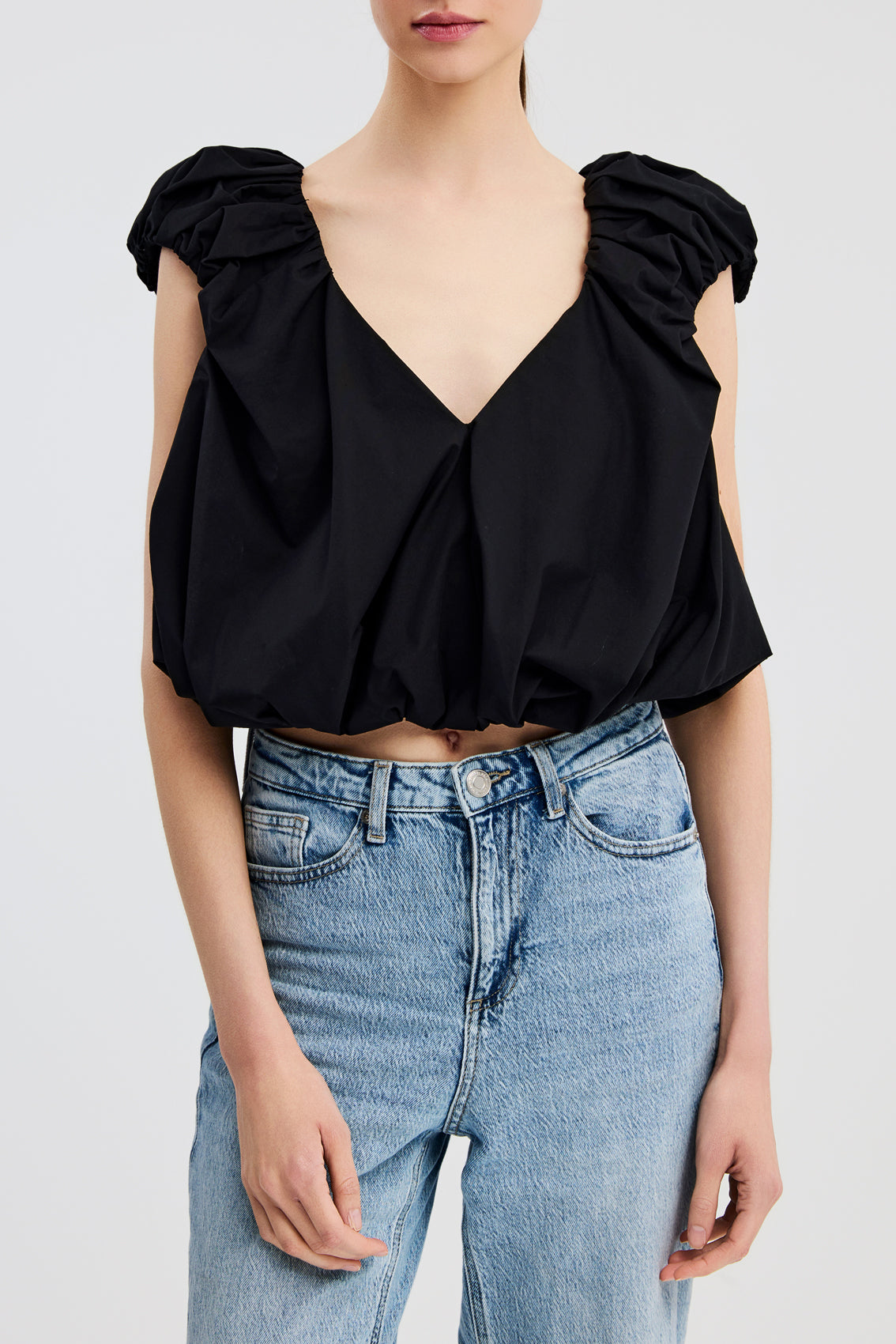 AERIN V NECK BUBBLE TOP