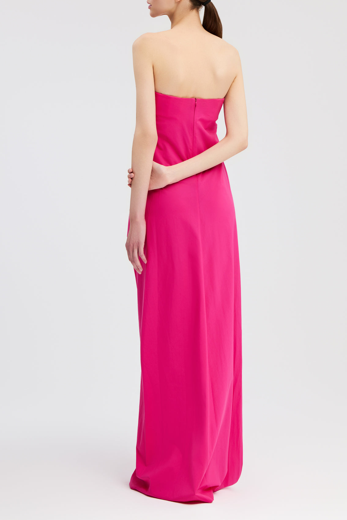 KAIA TIE FRONT STRAPLESS COLUMN GOWN