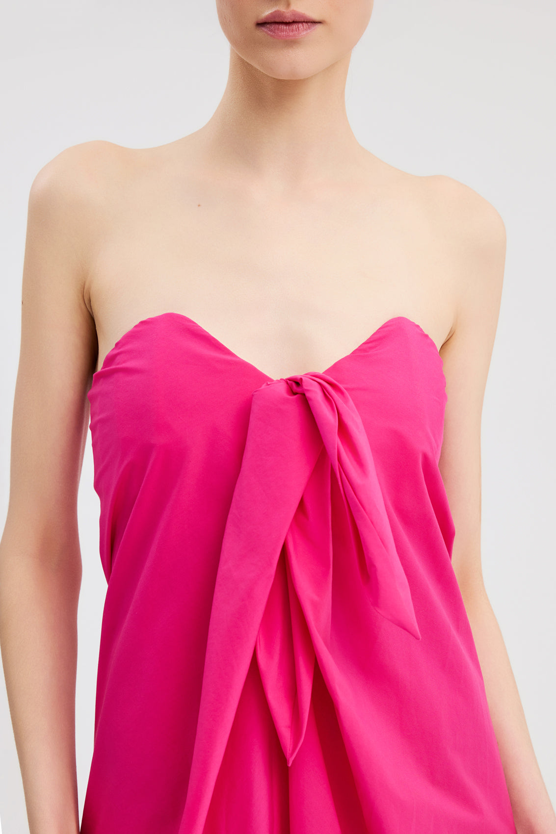 KAIA TIE FRONT STRAPLESS COLUMN GOWN